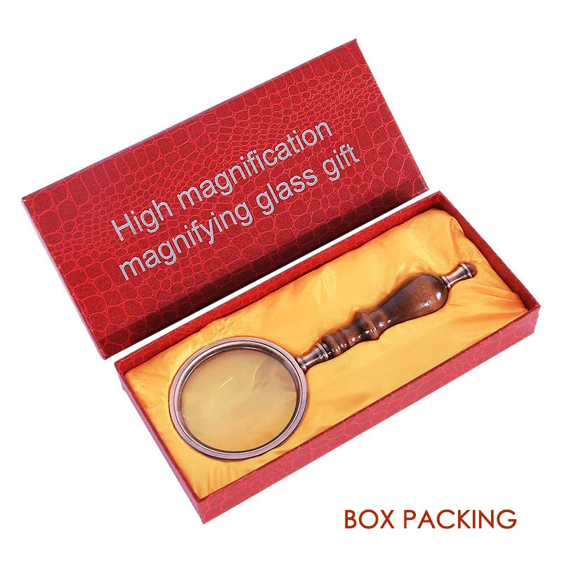 Retro Handheld Magnifier with Wooden Handle, Vintage Magnifying Glass, Photography Prop, Reading Repair, Work Ornaments, Gift