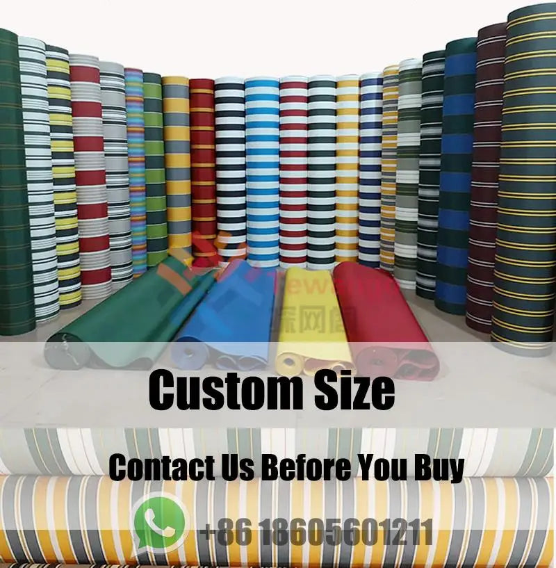 Retractable Patio Awning Replacement Fabric Cloth, Durable Exterior Sunshade, Canopy Cloth, Red and Orange Strips, RV Blind, 10