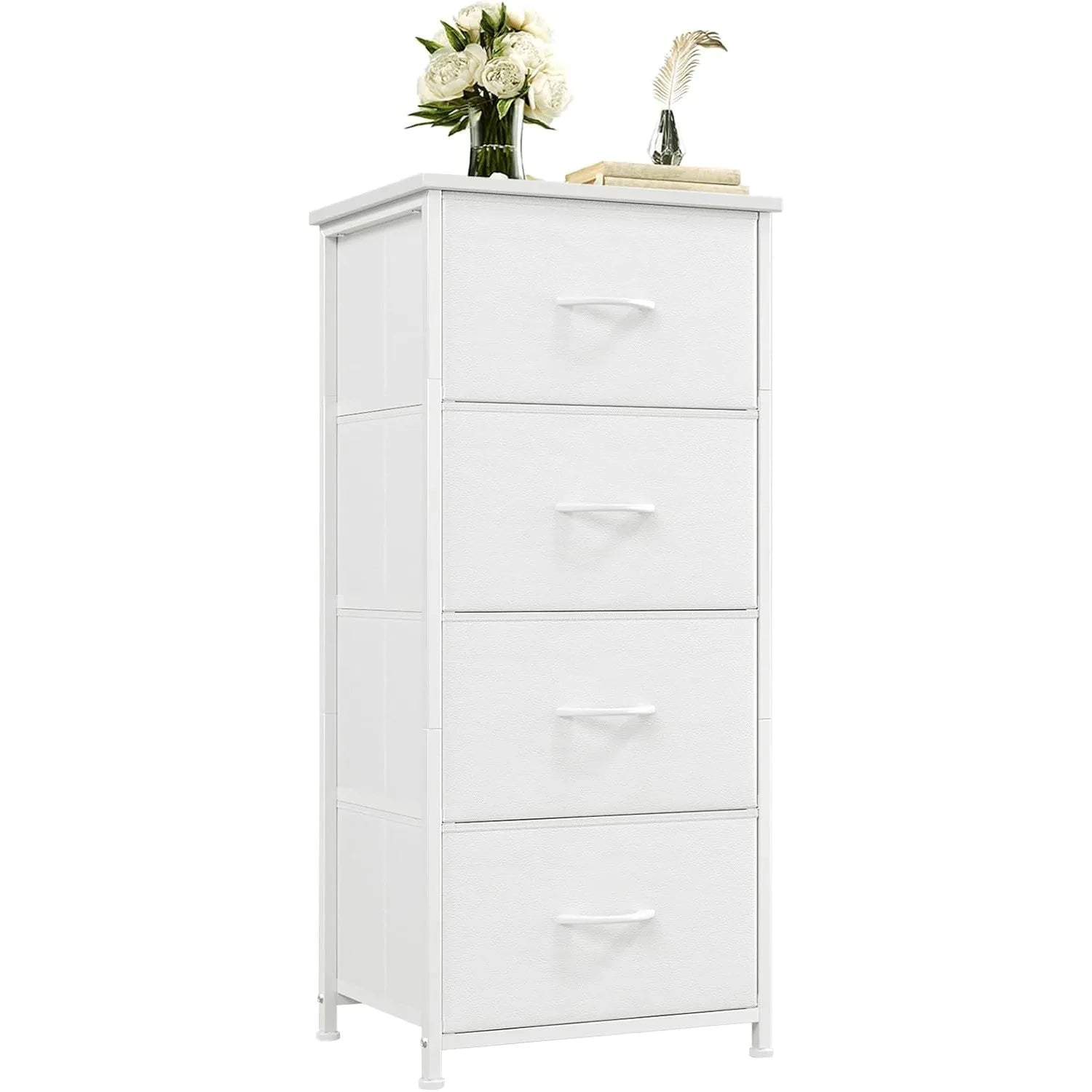 Tall Dresser for Bedroom with 4 Drawers, Storage Organizer Chest of Drawers with Removable Fabric Bins for Living Room Closet