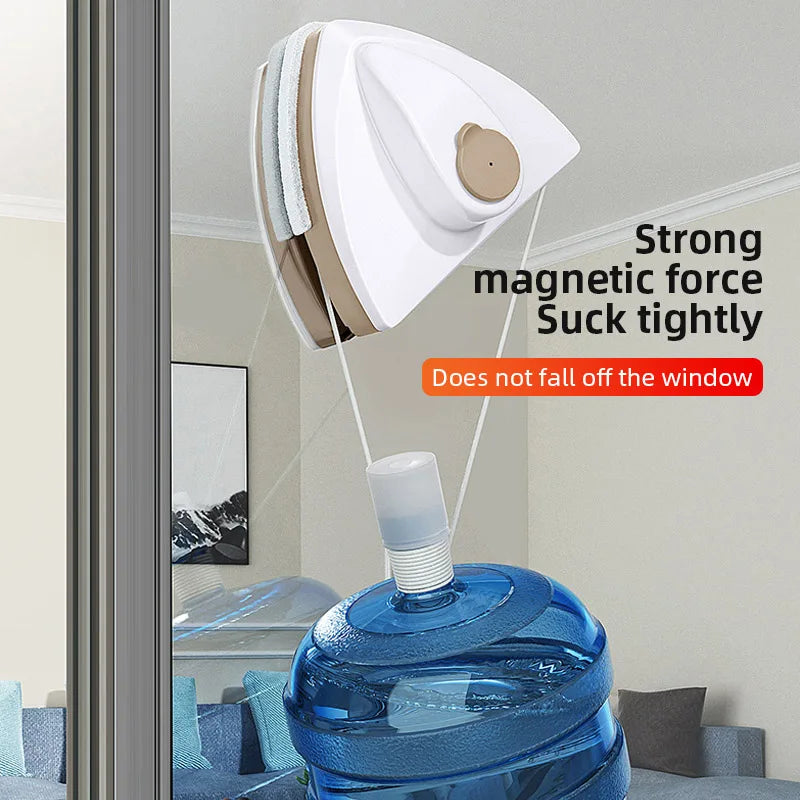 2024 New Magnetic Glass Window Cleaning Tool Water Discharge Double-layer Wiper Household Special Magnetic Window Cleaner