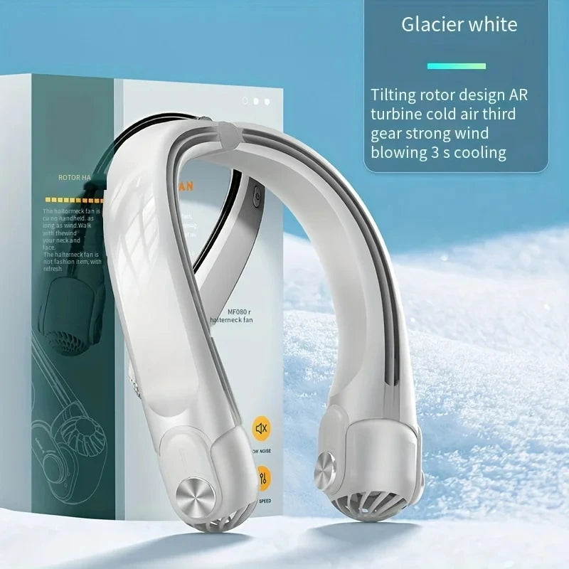 Portable Neck Mounted Fan, USB Charging, Adjustable Bladeless Turbine