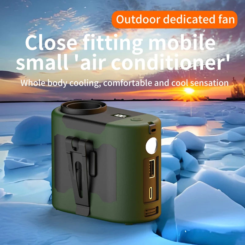 20000mAh Portable Waist Fan Outdoor Hanging Neck Fan with Power Bank 5