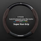 For Citroen C1 C2 C3 C4 C5 C6 VTS Xsara C-Crosser Berlingo Jumpy Carbon fiber Suede Car Steering Wheel Cover Auto Accessories