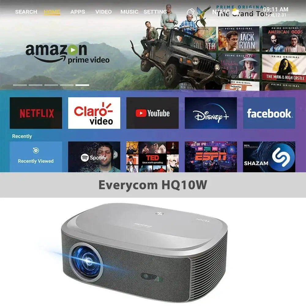 Touyinger Everycom HQ10W Full HD 4K 26000 lumens Home Video Smart TV 2+64GB Cinema Projector Professional Dolby
