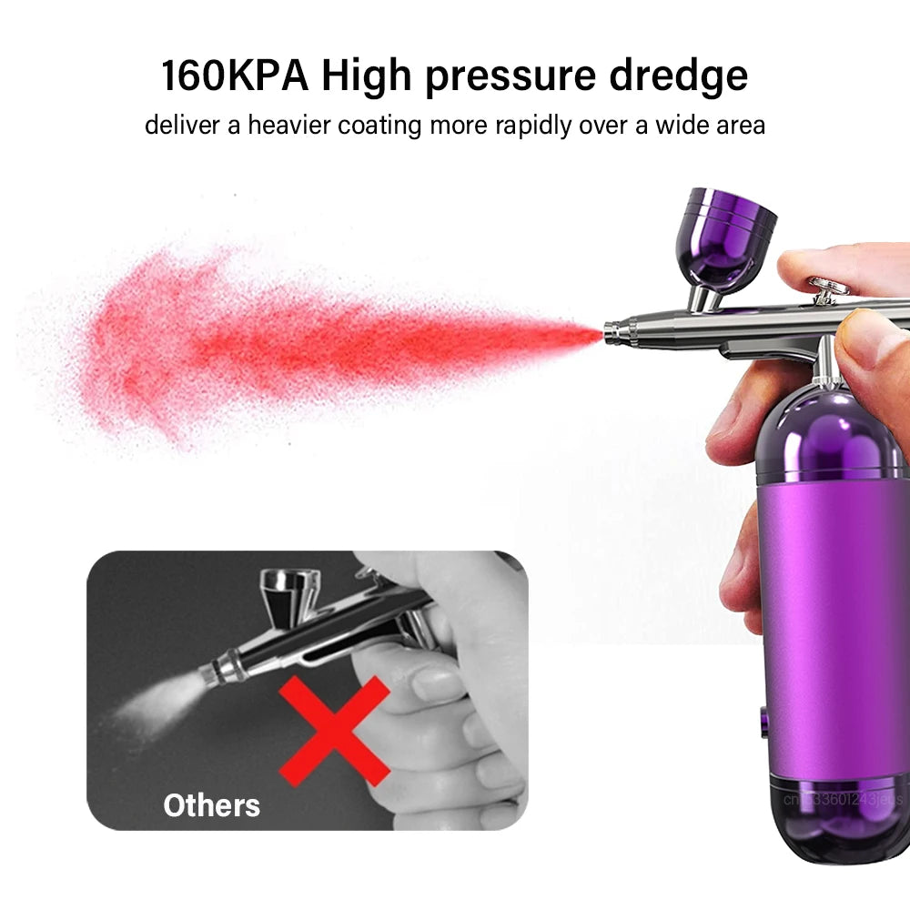 Rechargeable Airbrush with Compressor Portable Nail Art Air Brush Includes Spray Gun Tools for Nail Art Makeup Painting