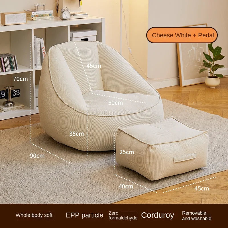 X&D Bean Bag Lazy Corduroy Comfortable Sofa Single Bed Tatami Bedroom Balcony Casual Lightweight Small Sofa Living Room 2024 New