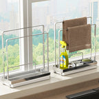 Stainless Steel Kitchen Cloth Storage Rack, Magic Organizer for Dishcloths, Water-Draining Rack for Windowsill and Sink Gaps, Narrow Towel Holder