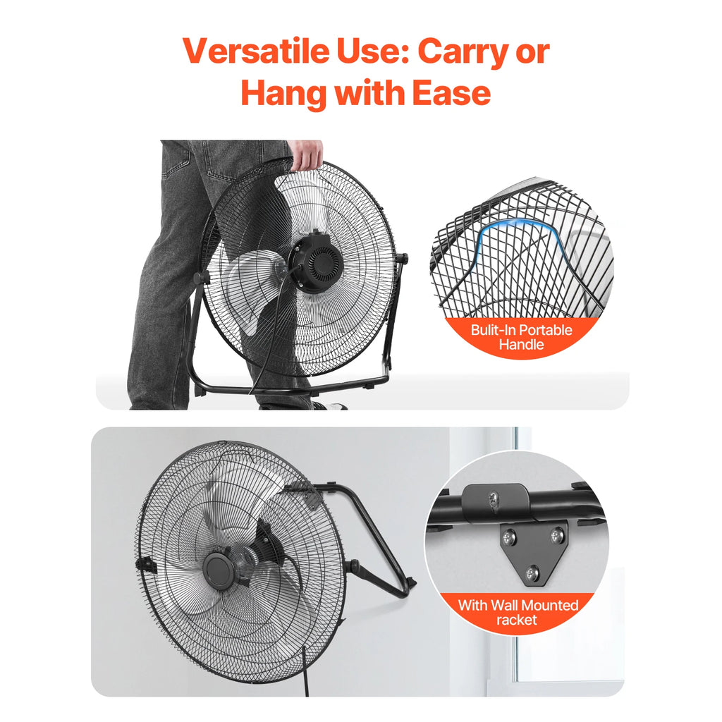 VEVOR Floor Fans 3 Speeds High Velocity Heavy Duty Industrial Fan 4800