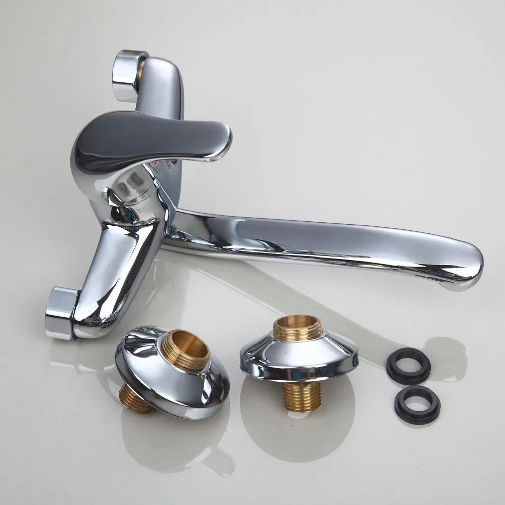 KEMAIDI Bathtub Basin Faucet Hot&Cold Water Mixer Tap Single Handle Wash Chrome Finish Bathroom Mixer Taps Wall Mounted
