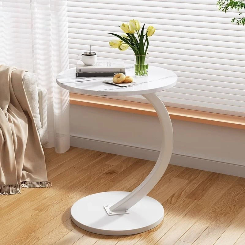 Small apartment light luxury bedside small coffee table round movable small table mini coffee table