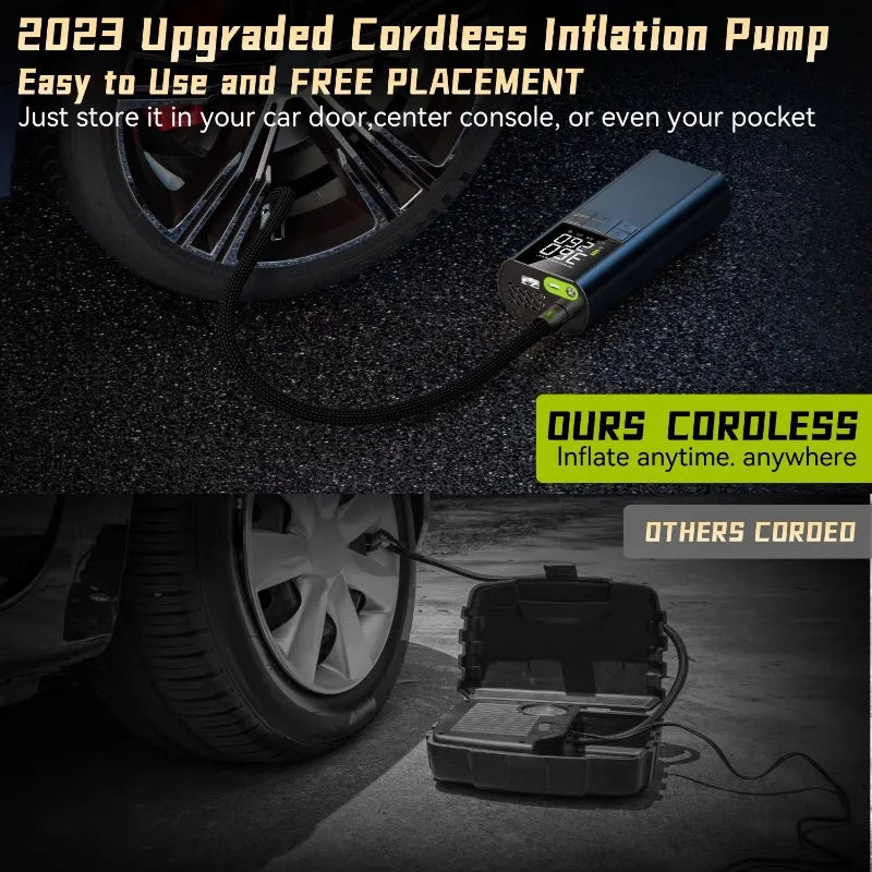 Intelligent Car Inflator Pump 8000mAh Extreme Portable Air Compressor Car Motorcycle Bicycle Usable Electric Tire Inflator Pump