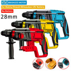 28MM Brushless Electric Hammer Drill Rotary Cordless Rechargeable Power Tools Compatible with Makita Dewalt Milw