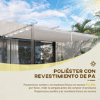 Outsunny retractable pergola cover 3,5x2,6 m 10 drain holes