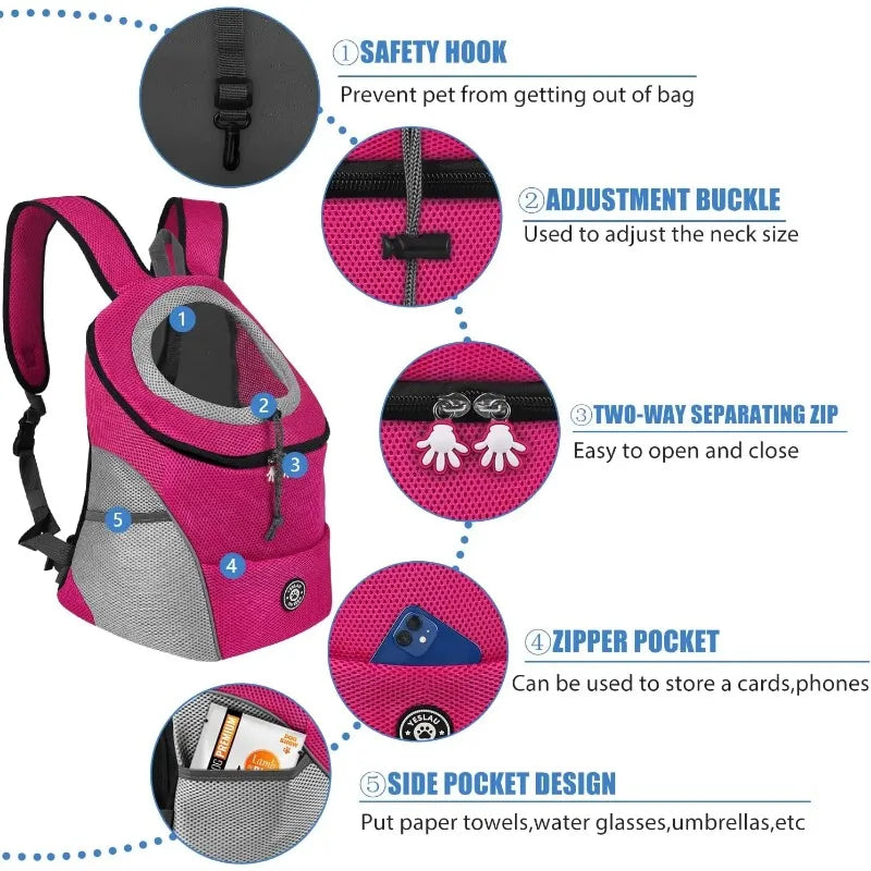 New Portable Double Shoulder Pet Carrier Backpack - Outdoor Travel Mesh