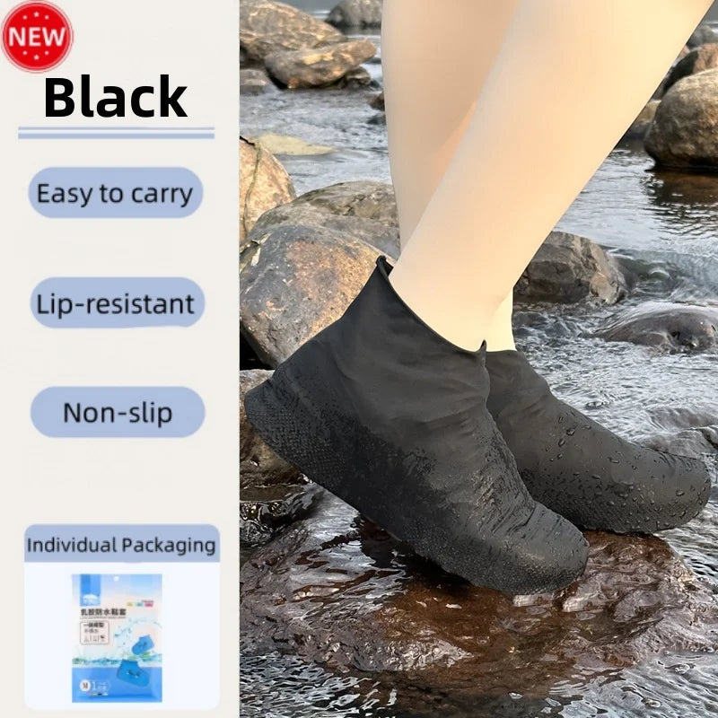 New Thickened Silicone Shoe Covers WaterProof Rubber Rain Boot Covers Reusable Non-slip Rain Shoes Outdoor Rain Gear Accessories