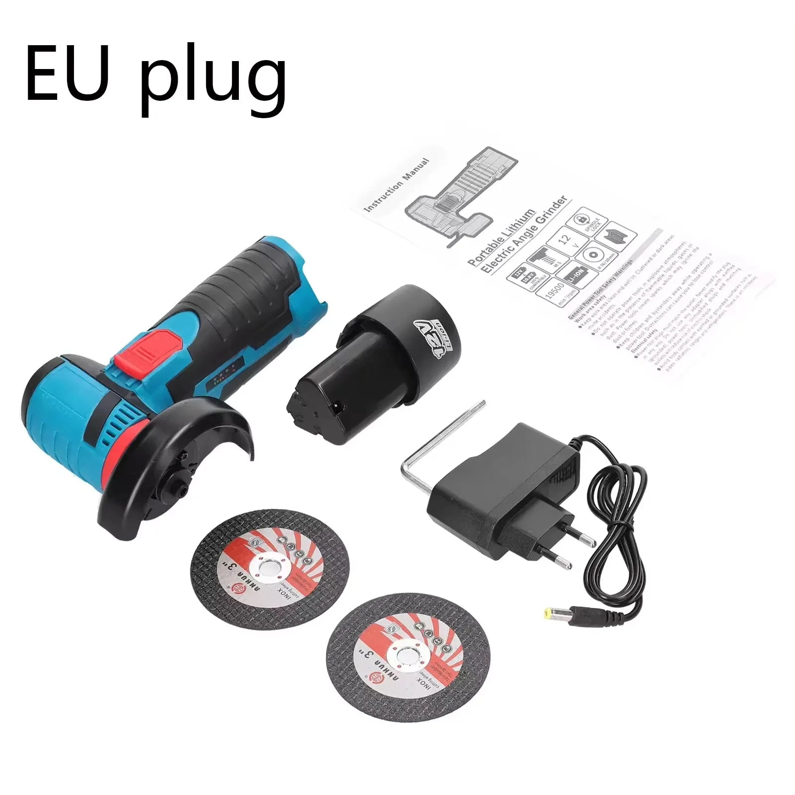 Cordless Electric Angle Grinder 19500rpm Handheld Polishing Grinding Machine Diamond Cutting Power Tool 12V Battery Rechargeable