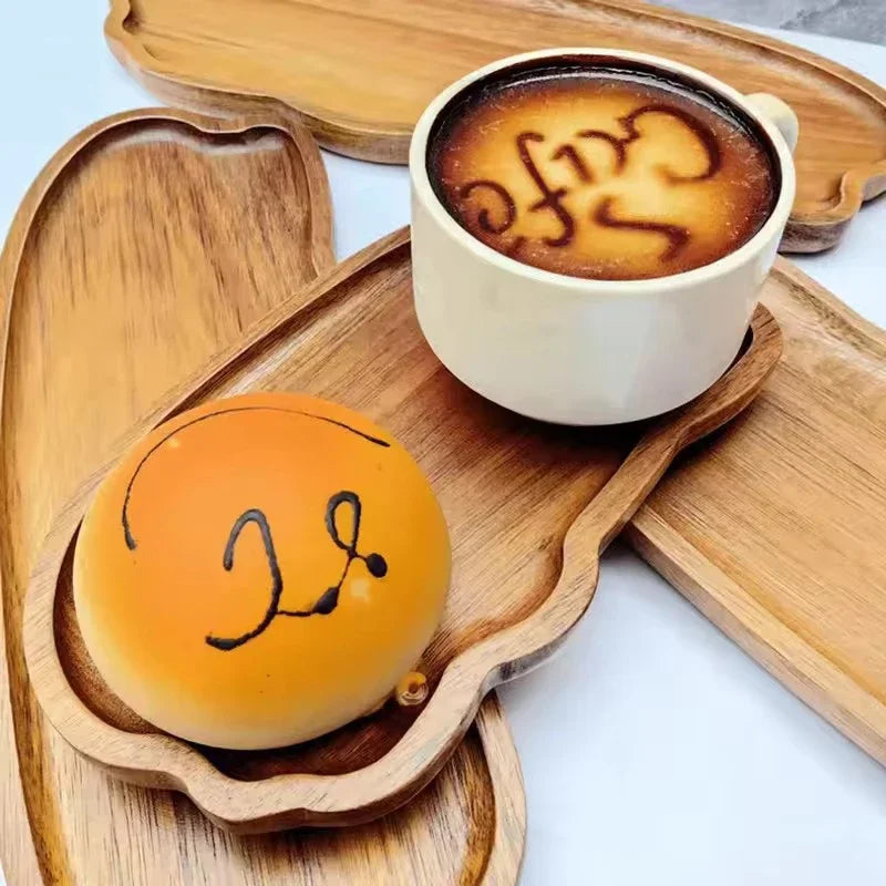 Japanese Style Wooden Kitchen Accessories Tea Coffee Tray Fruit Dessert Candy Plate Wood Decorative Food Dish Trays Tableware