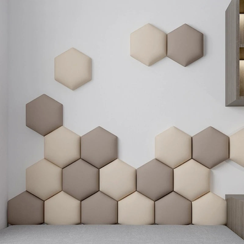 Hexagonal 3D Wall Stickers Upholstered Wall Panels Kids Anti-collision  Peel and Stick Headboard Self Adhesive Leather Soft Bag