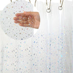 Star Printed Shower Curtain Liner 72Wx72H Inch PEVA Premium Light Weight Iridescent Star Glitter Water Repellent Transparent