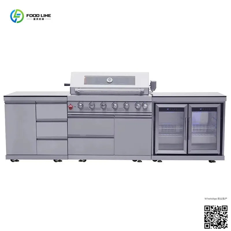 Customized Outdoor Kitchen Cabinet Set Haute Couture Garden Modular Stainless Steel Modern Design Gas Grill