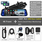 10"  Dash Cam 4K 3840*2160P Car Dvr Carplay Android Auto GPS 5G WIFI A