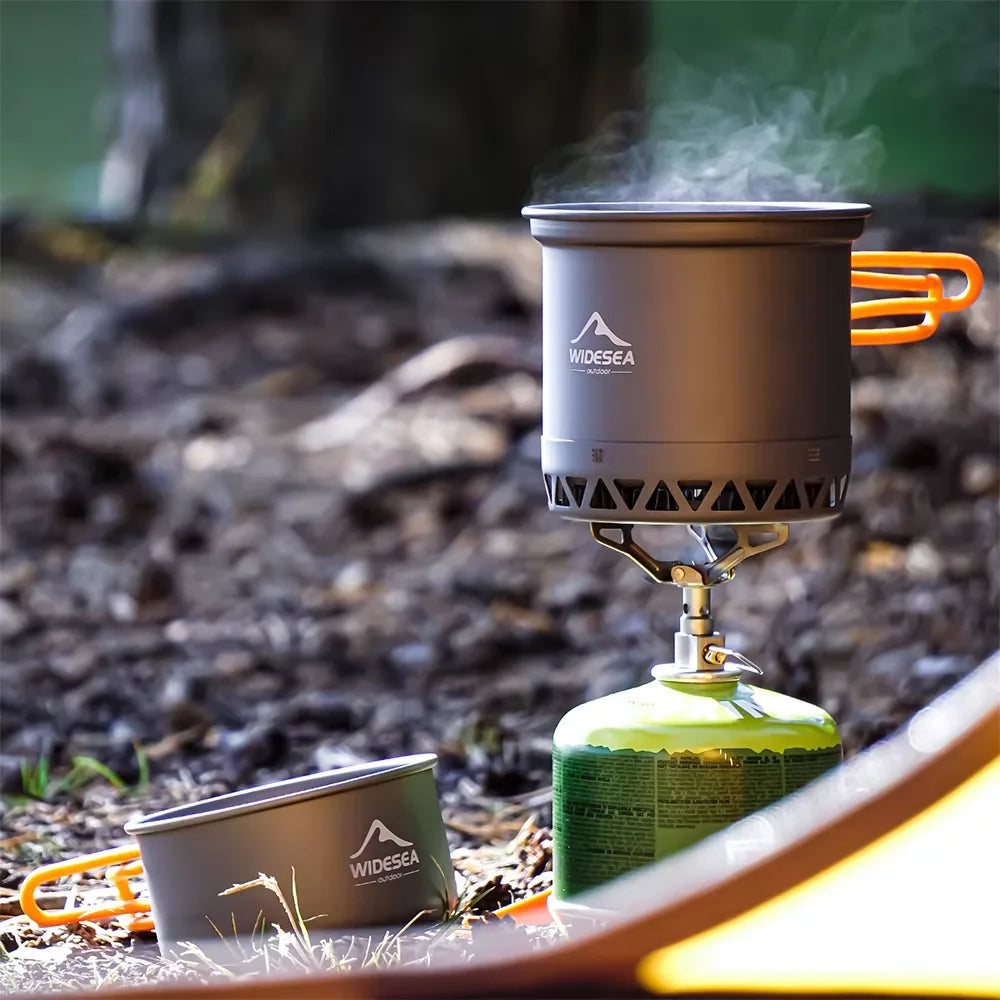 Outdoor Camping Pot 1.3L 2.3L Cookware Outdoor Cooking Kettle Set Heat Cooker Travel Tableware Tourist Kitchen Utensil Equipment