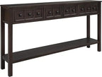 Merax Long Farmhouse Entryway Table with Storage Drawers and Bottom Shelf, Sofa Console Table for Living Room Hallway, Navy Blue