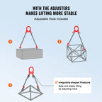 VEVOR 3T Chain Sling 6 ft Heavy Duty Lifting Chains with 2 Leg Grab Hooks G80 for Engine Manual Hoist Lifting Tool