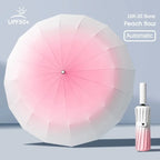 32 Bone Automatic Gradient Color Umbrella for Men Women, Large 3 Fold, Windproof,Waterproof,Sunshade,Sun UV Protection Umbrellas