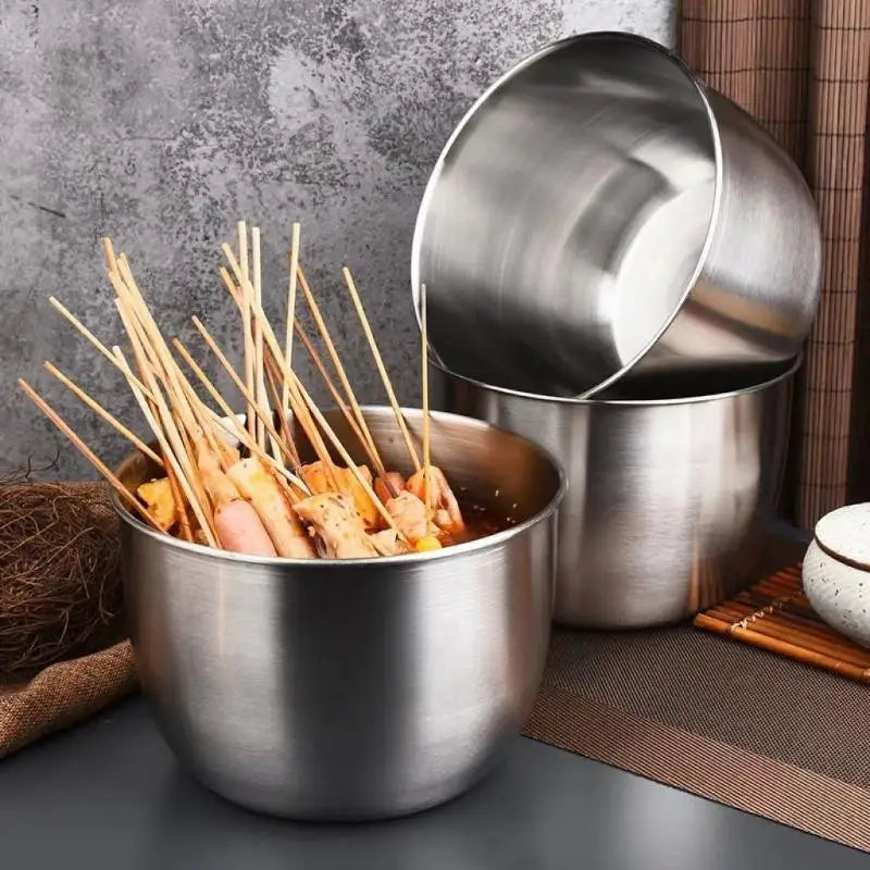 Kitchen Stainless Steel Egg Beater Basin Fruit Salad Stirring Seasoning Bowl With Lid Food Storage Container Home Cooking Tools
