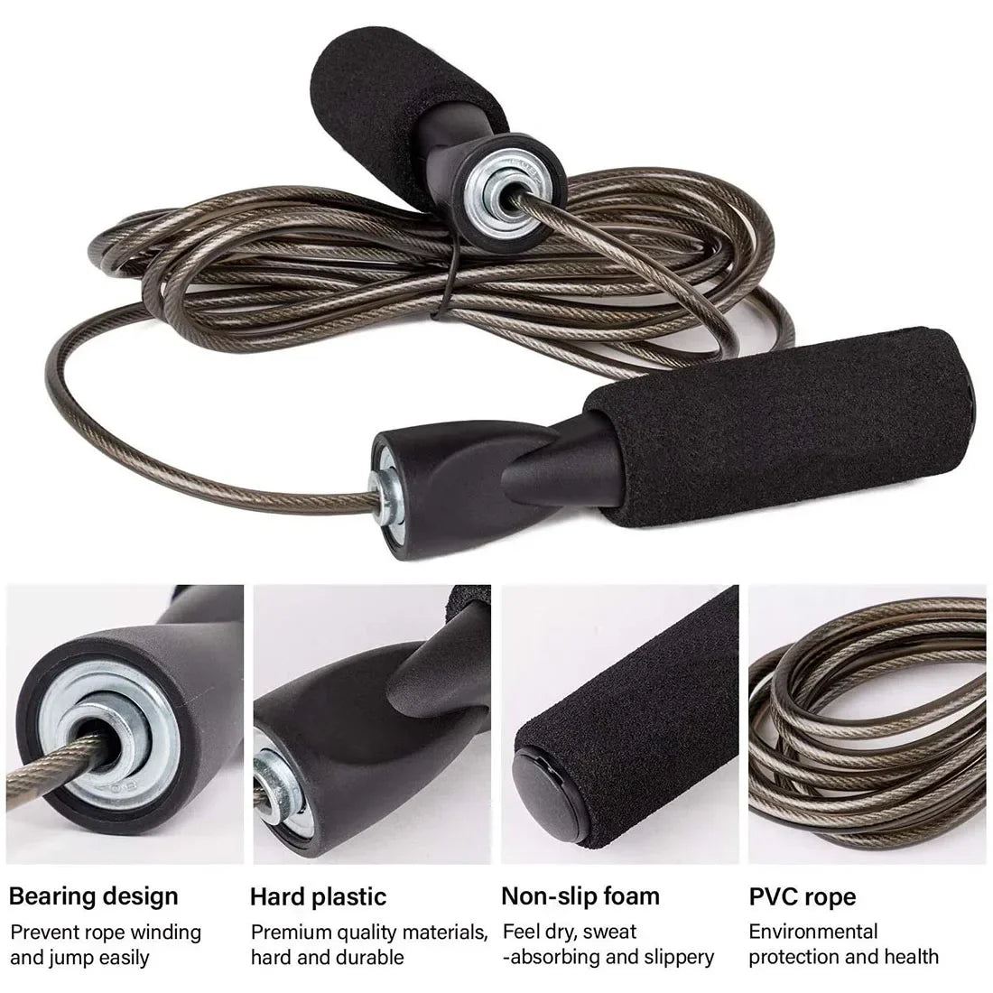 Adjustable Steel Wire Jump Rope - Speed Skipping Workout Fitness for Kids & Adults | AlluCanFind