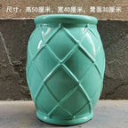 Hand Drawn Blue and White Porcelain Shoe Changing Stool Ceramic Drum Bathroom Neoclassical Imitation Sitting Stool Low Round