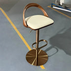 Kitchen Island Bar Stool Black Curved Wood Backrest Adjustable Height Rotating Cabinet Chair with Upholstered Seat