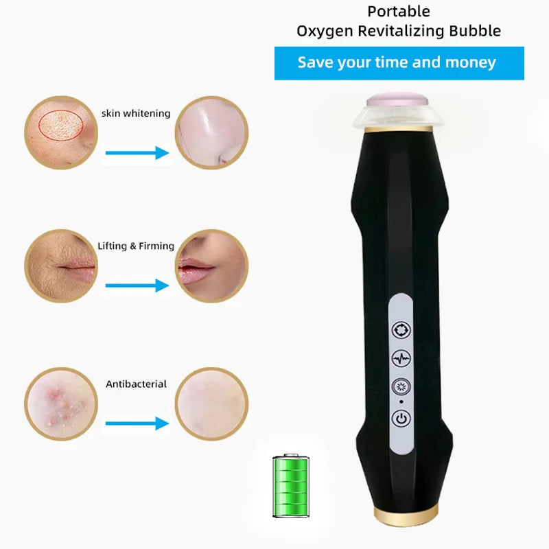 Newest Handheld Rechargeable CO2 Oxygen Bubble Device Exfoliate Oxygen Facial Machine Wrinkle Removal Portable Beauty Device