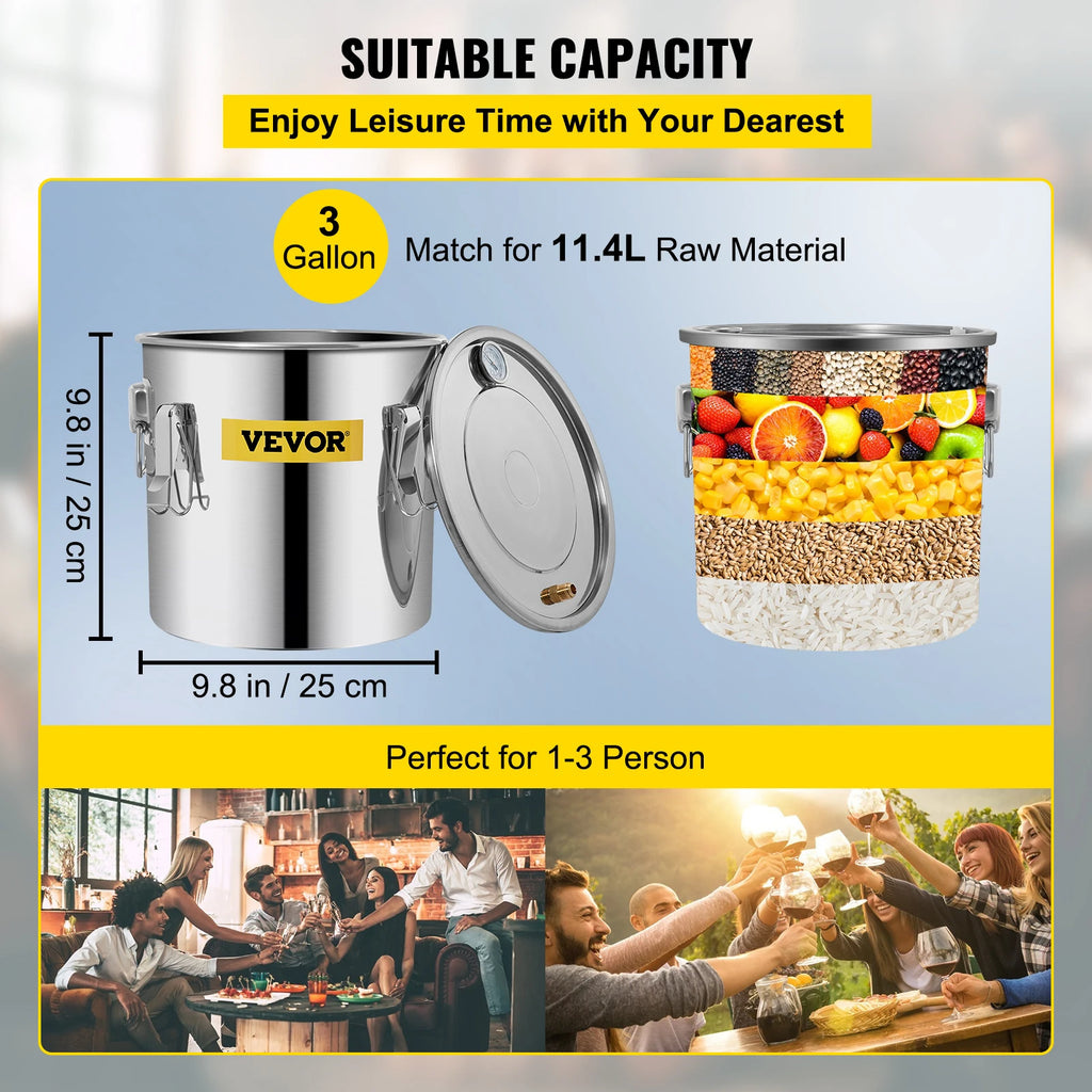 SucceBuy 3 5 8 Gal Alcohol Distiller Machine Moonshine Apparatus Beer Brewing Equipment Wine Dispenser Kit for Home Appliance