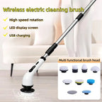 Wireless Home Kitchen and Bathroom Multifunctional Long Short Dual Use Handheld Brush with Multiple Brush Heads Cleaning Tool