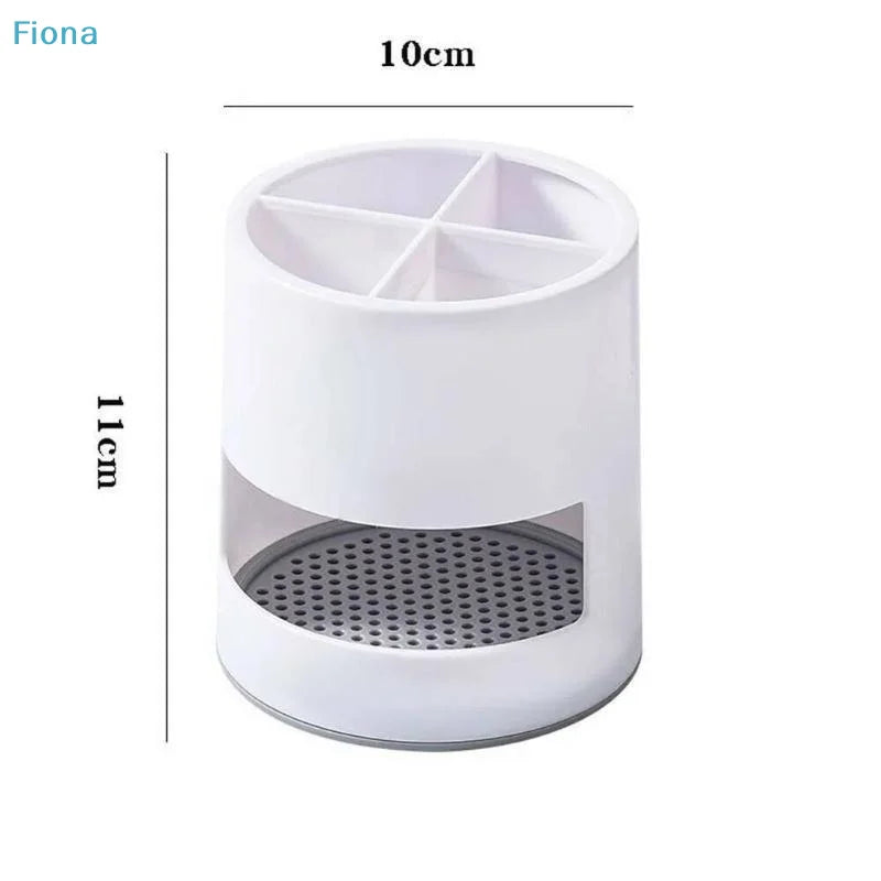 ✔4-Compartment Utensil Holder with Drainage Tray,Multifunctional Kitchen Cutlery Organizer for Chopsticks,Spoons,Brushes