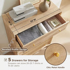5 Drawer Dresser for Bedroom, 48" Tall Mid-Century Modern Chest of Drawers, Beveled Profile Design, Wood Drawer Organizer