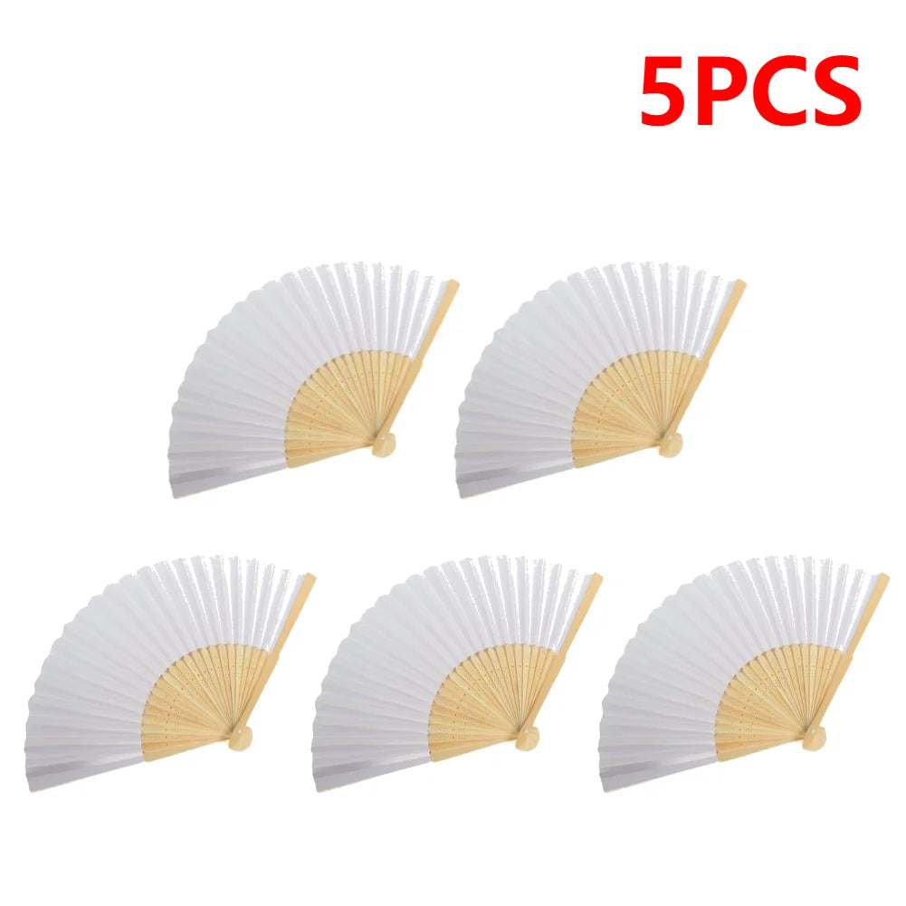 50/1pcs DIY Paper Bamboo Folding FanAdults Kid Hand Fans Calligraphy Painting Practice Blank White Fan for Wedding Room Decor