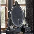 *retro dresser classic black solid wood bedroom princess makeup table American light luxury engraving
