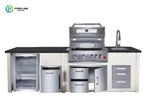 Custom Modern Outdoor Kitchen BBQ With Sink PVC Door Pizza Oven Small Refrigerator Cabinet Basket Kitchen Furniture