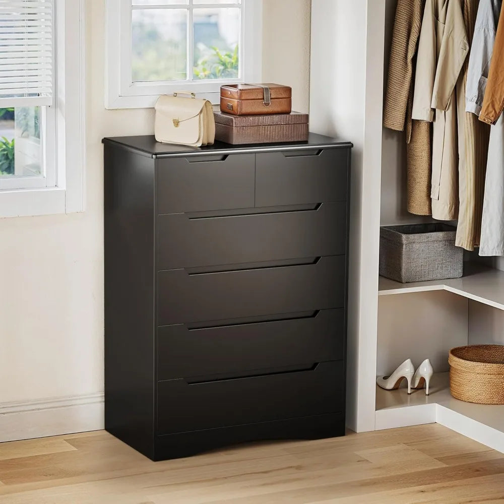 6 Drawer Dresser, Chest of Drawers with Large Storage, White Dressers for Bedroom, Tall Dresser and Organizer with Anti-Trippin