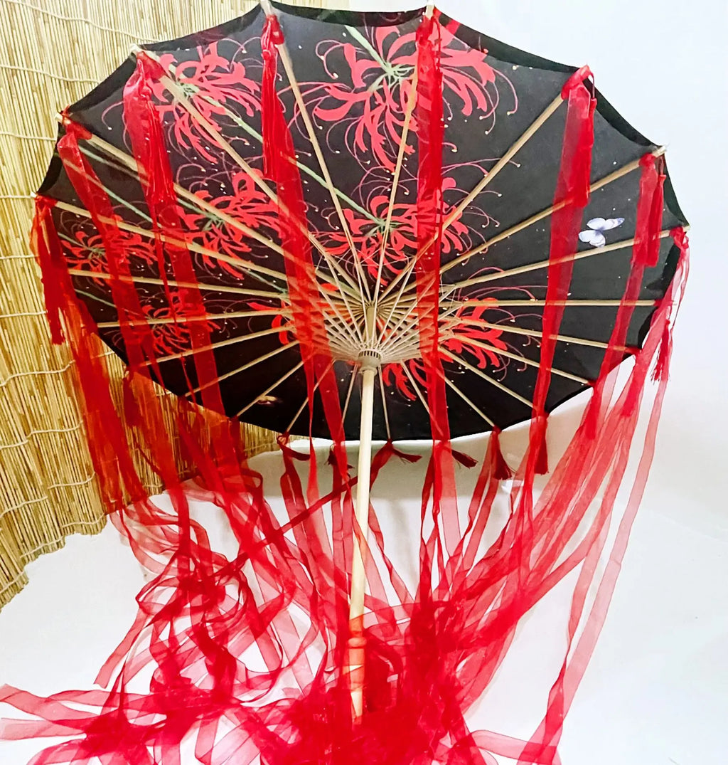 Star Oil Paper Waterproof Beach Umbrella Fan Chinese Dance Performance Lace Umbrella Classical Hanfu Fairy Parasol Paraguas