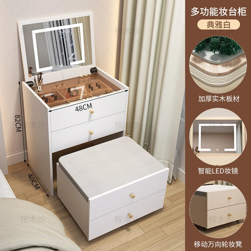 Modern Nordic Vanity Table Drawers Storage Trendy Organizer Vanity Table With Mirror Bedroom Coiffeuse De Chambre Furniture