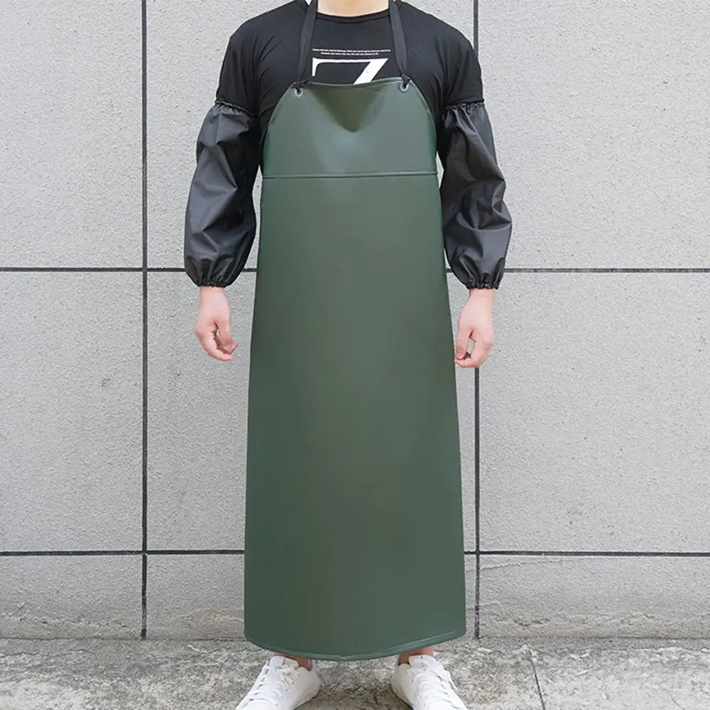 Soft PU Leather Kitchen Apron Black Green Waterproof Work Apron Oil-proof Aquatic Butchery Food Apron Farmers Market
