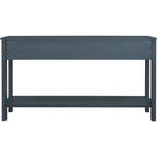 Merax Long Farmhouse Entryway Table with Storage Drawers and Bottom Shelf, Sofa Console Table for Living Room Hallway, Navy Blue