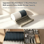 304 Stainless Steel 3 Tier Kitchen Cabinet Pull Out Drawer Bowl Plate Rack With Inner Drawer Storage Organizer For Pots Pans
