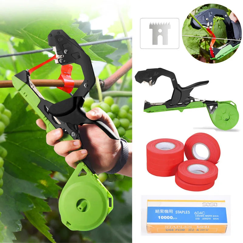 New Upgrade Plant Vine Tying Machine Gardening Tapetool Tapener Tape And Staple for Vegetable Grape Tomato Pepper Plant Support