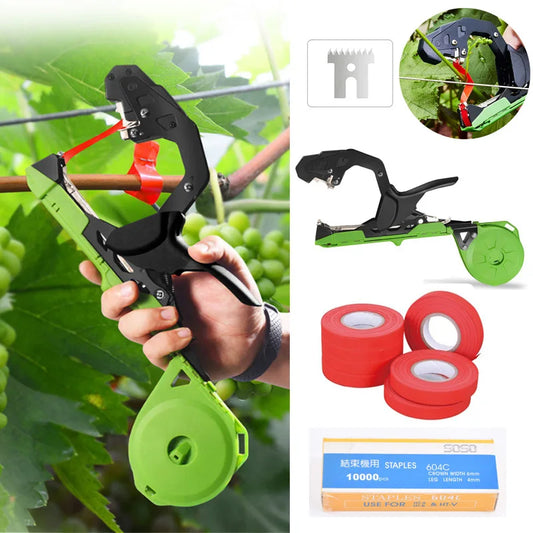 New Upgrade Plant Vine Tying Machine Gardening Tapetool Tapener Tape And Staple for Vegetable Grape Tomato Pepper Plant Support