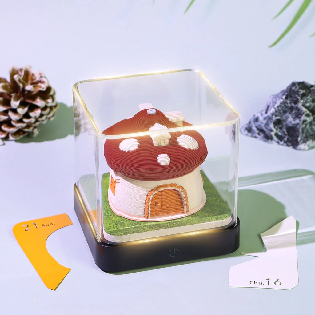 Omoshiroi 3D Calendar 2026 Mushroom 3D Notepad Led Memo Pad Note Paper Art 3D Sticky Note Blocks Office Accessories Novelty Gift